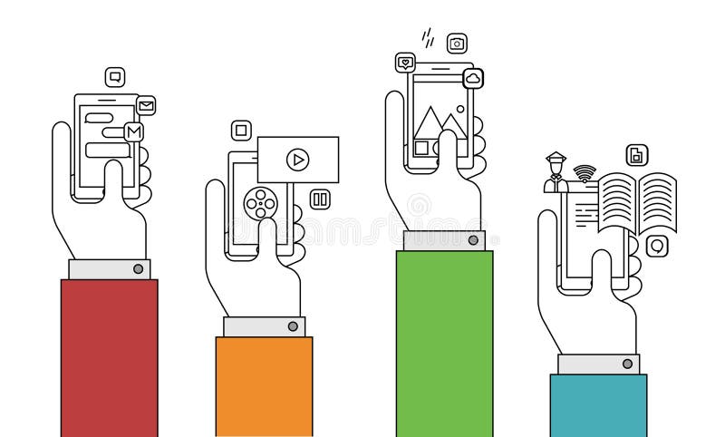Vector современная тонкая линия плоский дизайн передвижных apps иллюстрация штока Vector современная тонкая линия плоский дизайн передвижных apps иллюстрация штока