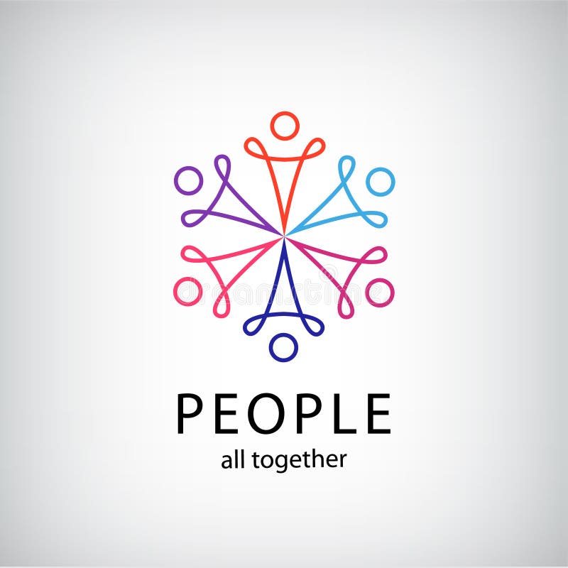 Vector teamwork, social net, people together icon, company outline logo isolated. Vector teamwork, social net, people together icon, company outline logo isolated