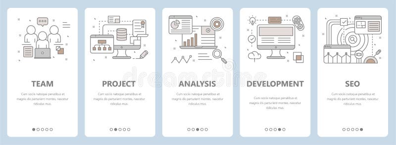 Vector тонкая линия плоский дизайн, развитие сети, знамена концепции seo иллюстрация штока