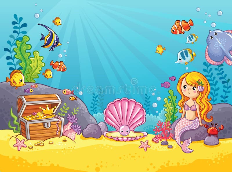 Vectorachtergrond met een onderwaterwereld stock illustratie Vectorachtergrond met een onderwaterwereld stock illustratie