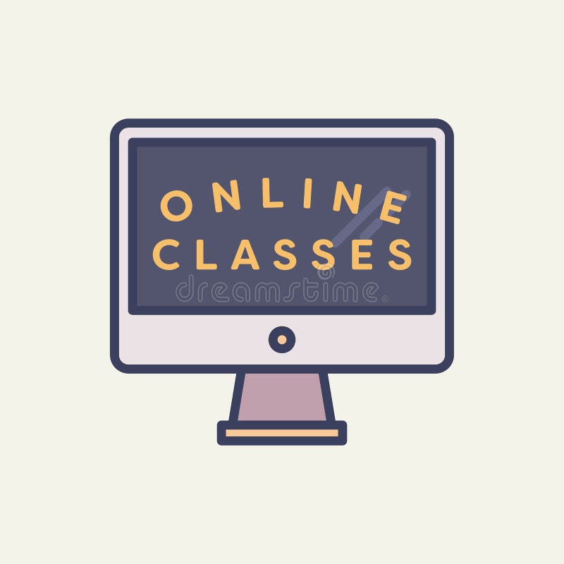 Vectorbeeld van Desktoppc met tekst online klassen royalty-vrije illustratie Vectorbeeld van Desktoppc met tekst online klassen royalty-vrije illustratie