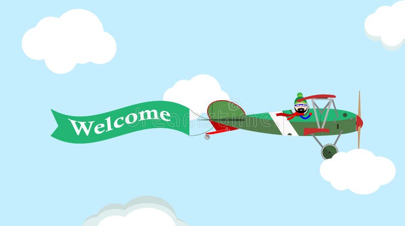Vectorbeeld van uitstekend vliegtuig met banner in de hemel royalty-vrije illustratie Vectorbeeld van uitstekend vliegtuig met banner in de hemel royalty-vrije illustratie