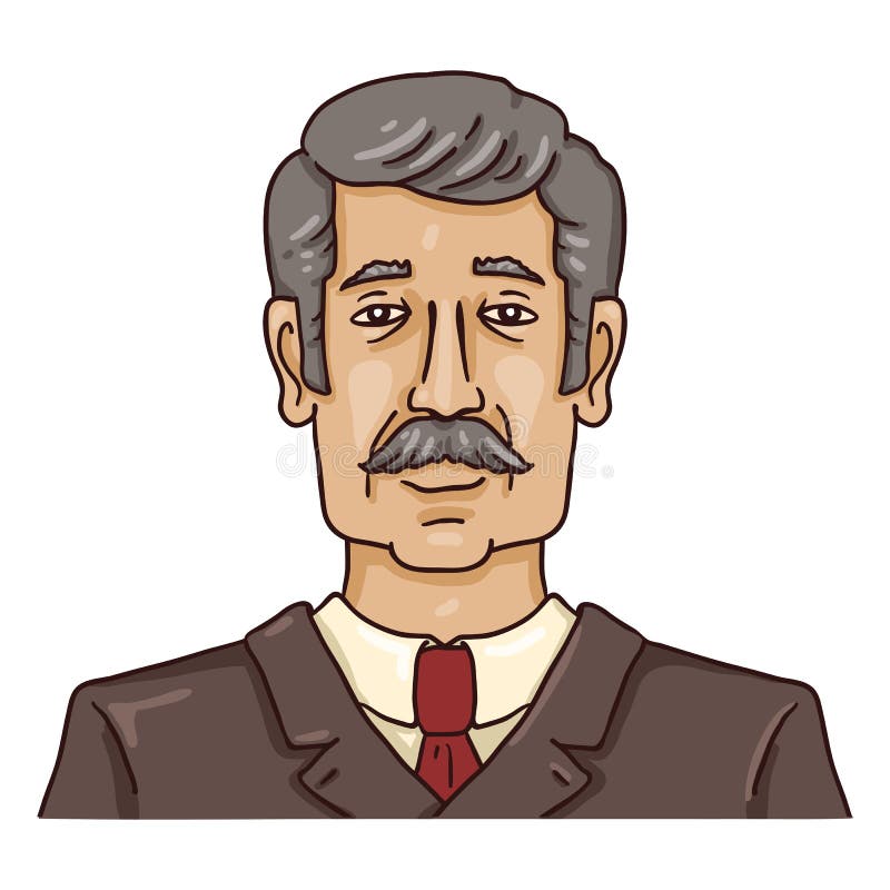 Vectorbeeldverhaal Bedrijfsavatar - grijs-Haired Mens met Snor in Bruin Kostuum stock illustratie Vectorbeeldverhaal Bedrijfsavatar - grijs-Haired Mens met Snor in Bruin Kostuum stock illustratie