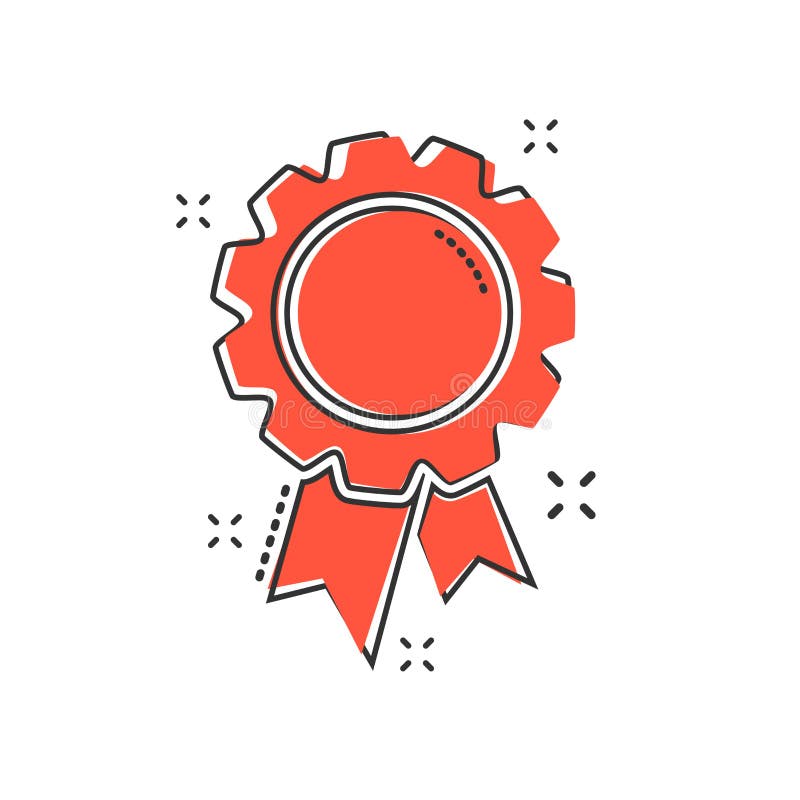 Vectorbeeldverhaalkenteken met lintpictogram in grappige stijl Toekenningsmeda royalty-vrije illustratie Vectorbeeldverhaalkenteken met lintpictogram in grappige stijl Toekenningsmeda royalty-vrije illustratie