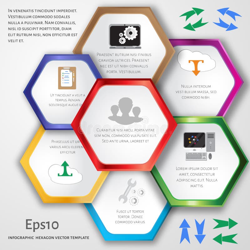 Vectorcirkel hexagon infographic stock illustratie Vectorcirkel hexagon infographic stock illustratie