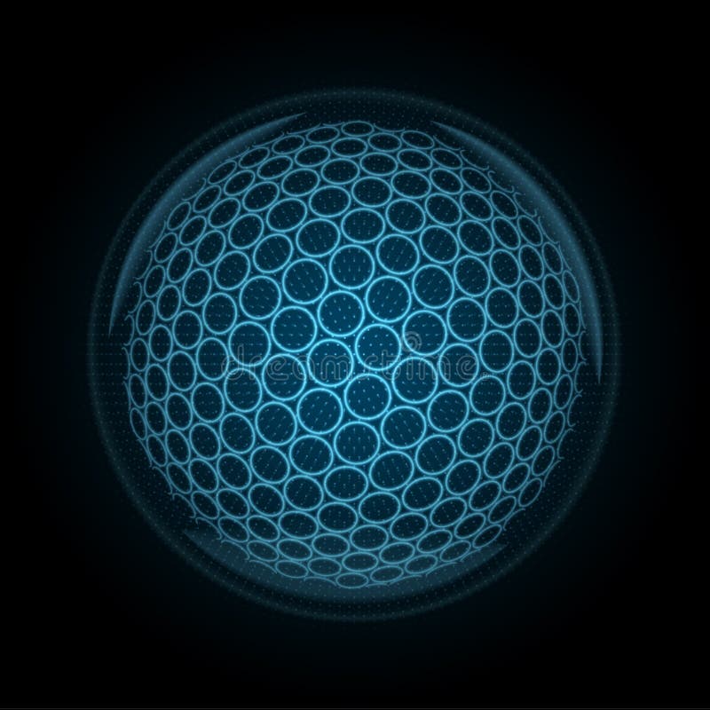 Vectordiebeeld van een golfbal van gloeiende lijnen en punten wordt gemaakt royalty-vrije illustratie Vectordiebeeld van een golfbal van gloeiende lijnen en punten wordt gemaakt royalty-vrije illustratie