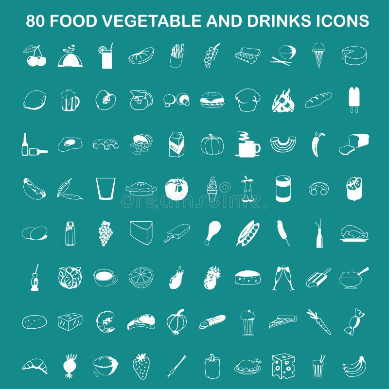 VectordieVoedsel, Groente en Drankenpictogram op Vlakke UI-Kleurenachtergrond wordt geplaatst vector illustratie VectordieVoedsel, Groente en Drankenpictogram op Vlakke UI-Kleurenachtergrond wordt geplaatst vector illustratie