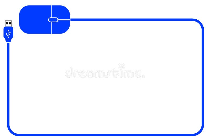 Frame - Mouse with USB Cable, at White Background stock illustration