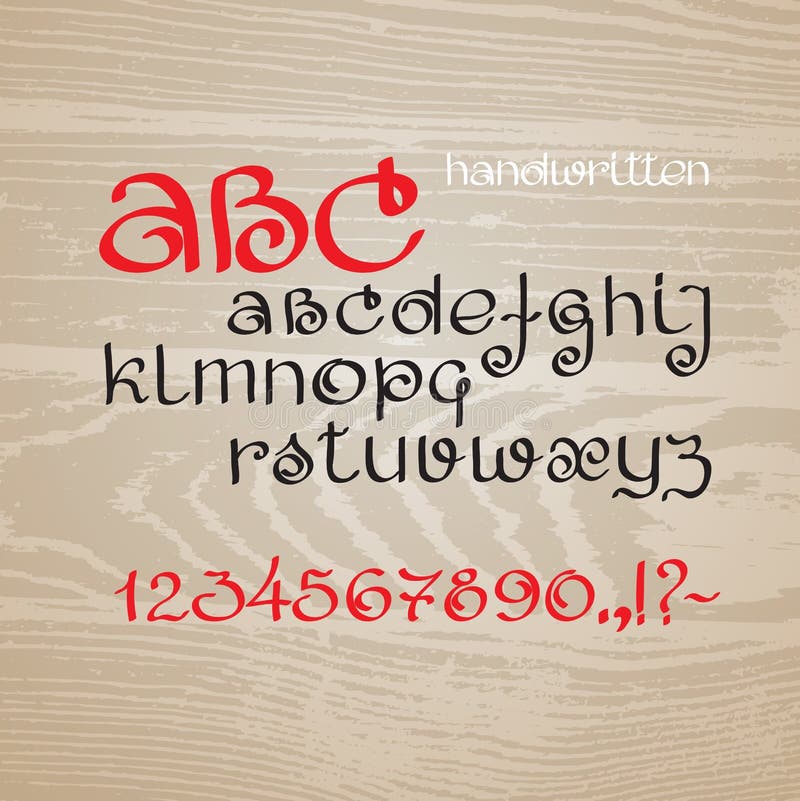 Vectorhand getrokken Alfabet Letters en getallen stock illustratie Vectorhand getrokken Alfabet Letters en getallen stock illustratie