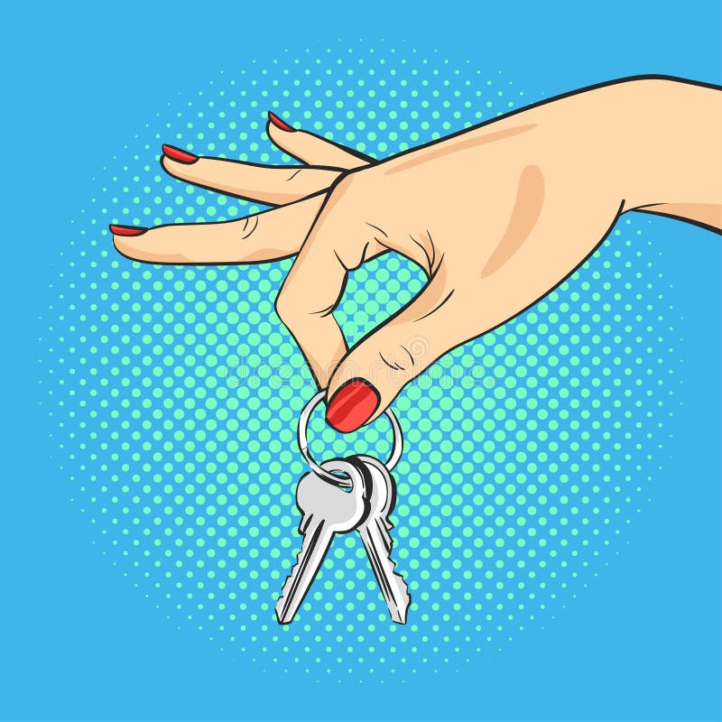 Vectorhand getrokken pop-artillustratie van de sleutels van de handholding royalty-vrije illustratie Vectorhand getrokken pop-artillustratie van de sleutels van de handholding royalty-vrije illustratie