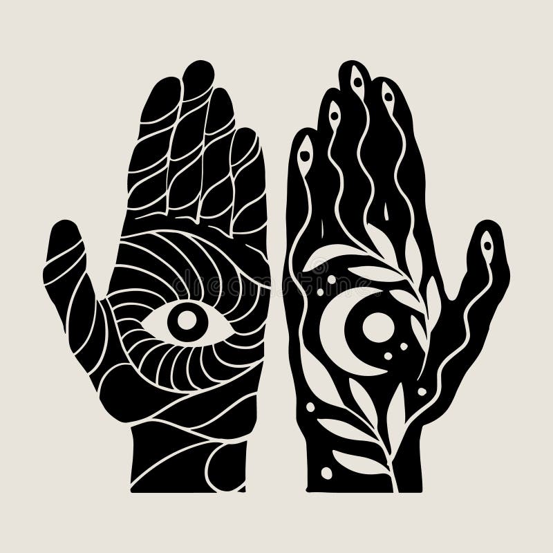 Vector hand drawn illustration of human hands isolated. Tattoo artwork. Template for card, poster, banner, print for t-shirt, pin, badge, patch. Vector hand drawn illustration of human hands isolated. Tattoo artwork. Template for card, poster, banner, print for t-shirt, pin, badge, patch