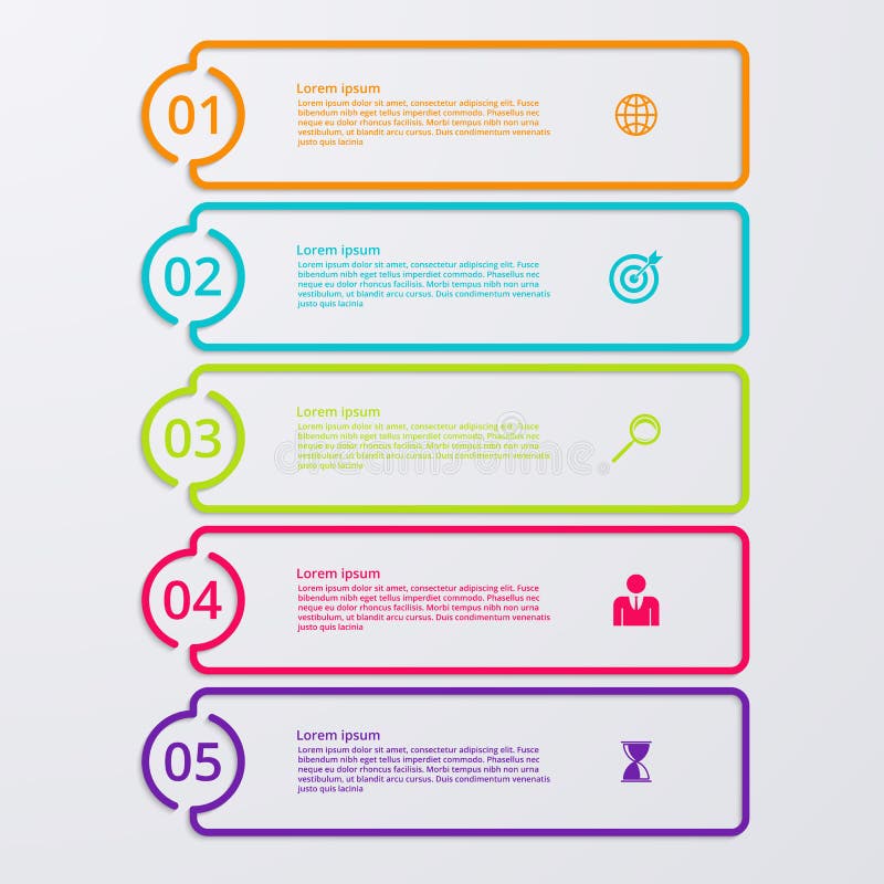 Vectorillustratie infographic vijf opties met wereldkaart vector illustratie Vectorillustratie infographic vijf opties met wereldkaart vector illustratie