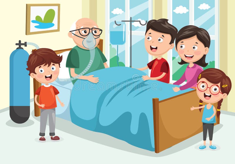 Vectorillustratie van de Grootvader van het Familiebezoek bij het Ziekenhuis