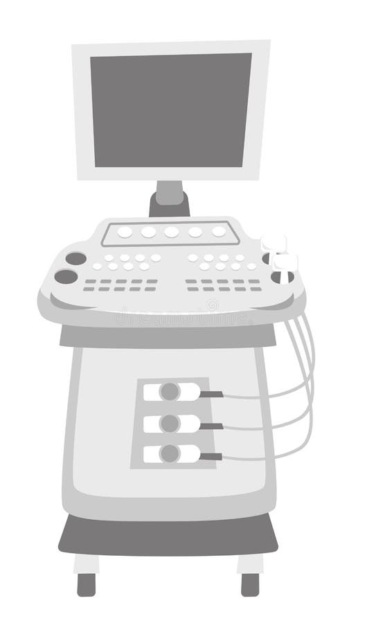 Vectorillustratie van de ultrasone klank de kenmerkende machine stock illustratie Vectorillustratie van de ultrasone klank de kenmerkende machine stock illustratie