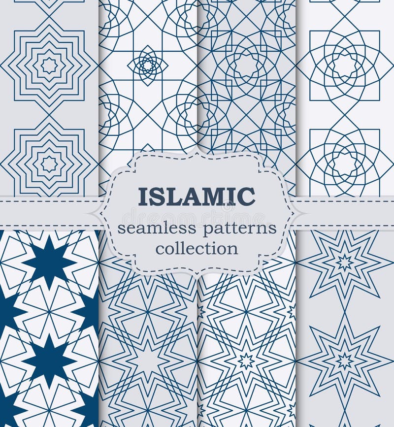Vectorillustratie van een reeks naadloze Islamitische patronen