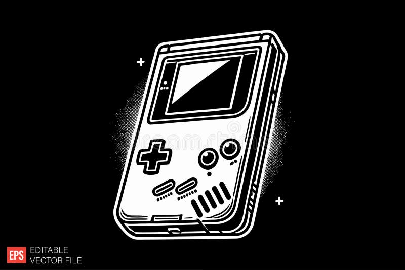 Vectorillustratie van een retro handheld gameconsole royalty-vrije illustratie