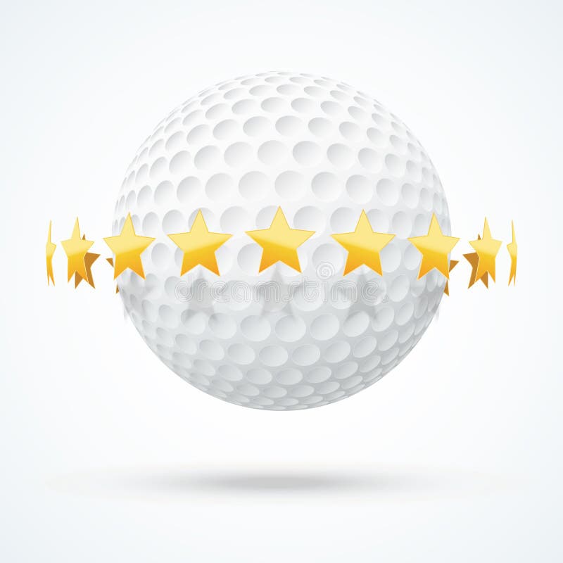 Vectorillustratie van golfbal met gouden sterren stock illustratie Vectorillustratie van golfbal met gouden sterren stock illustratie