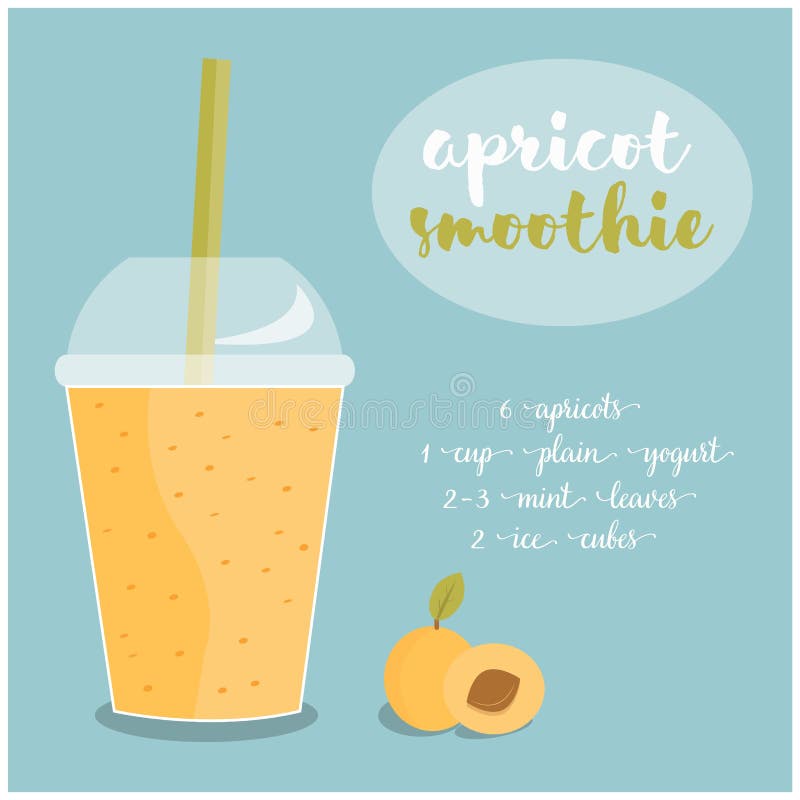 Vectorillustratie van het recept van Abrikozensmoothie met ingrediënten stock illustratie Vectorillustratie van het recept van Abrikozensmoothie met ingrediënten stock illustratie