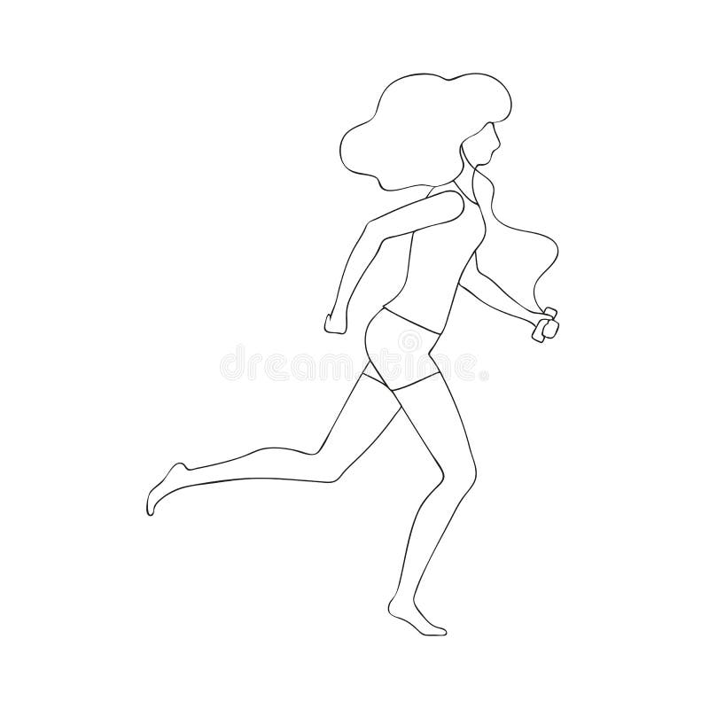 Vectorillustratie van jonge meisjessportvrouw die, lineair ontwerp lopen royalty-vrije illustratie Vectorillustratie van jonge meisjessportvrouw die, lineair ontwerp lopen royalty-vrije illustratie