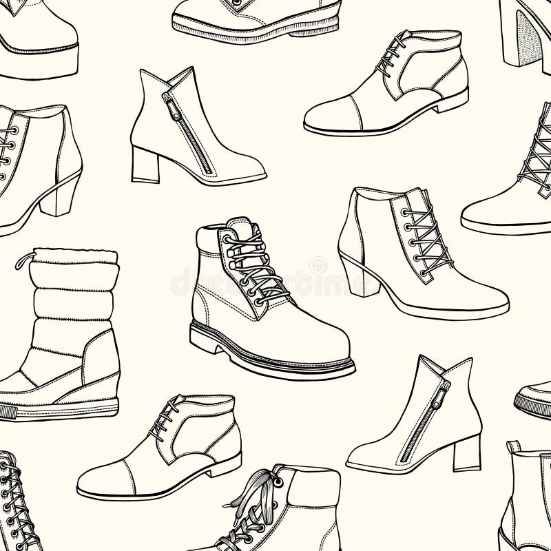 Vectorillustratie van schoenen naadloos patroon royalty-vrije illustratie