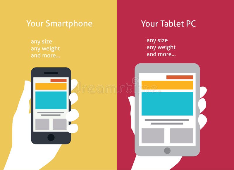 Vectorillustratie van slimme telefoon en tablet (fla stock illustratie Vectorillustratie van slimme telefoon en tablet (fla stock illustratie