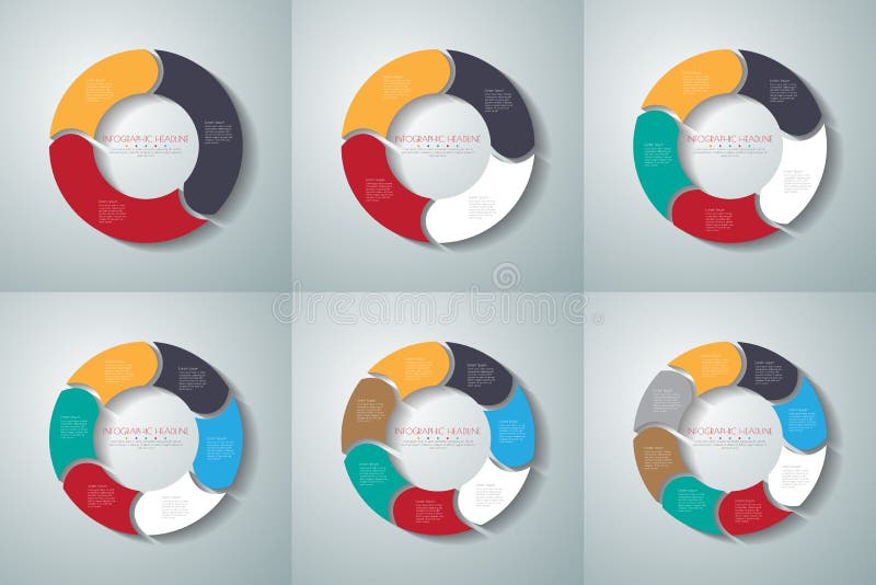 Vectorinfographicsreeks van cirkelpijlen Malplaatje voor diagram, gra royalty-vrije illustratie Vectorinfographicsreeks van cirkelpijlen Malplaatje voor diagram, gra royalty-vrije illustratie