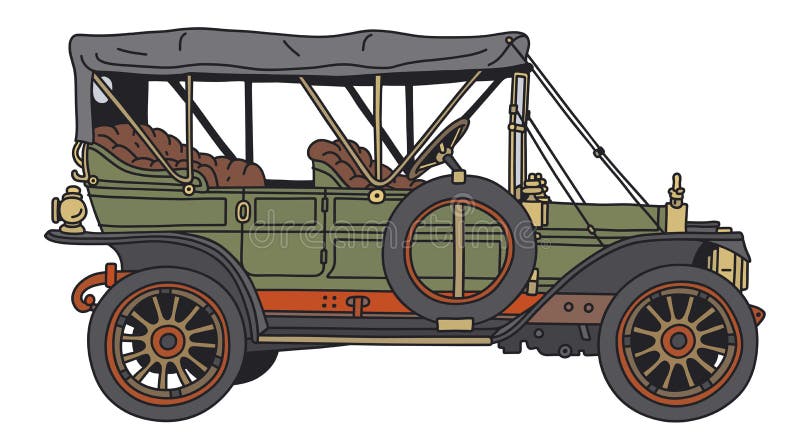 The vintage green car stock vector. Illustration of roof - 227191007