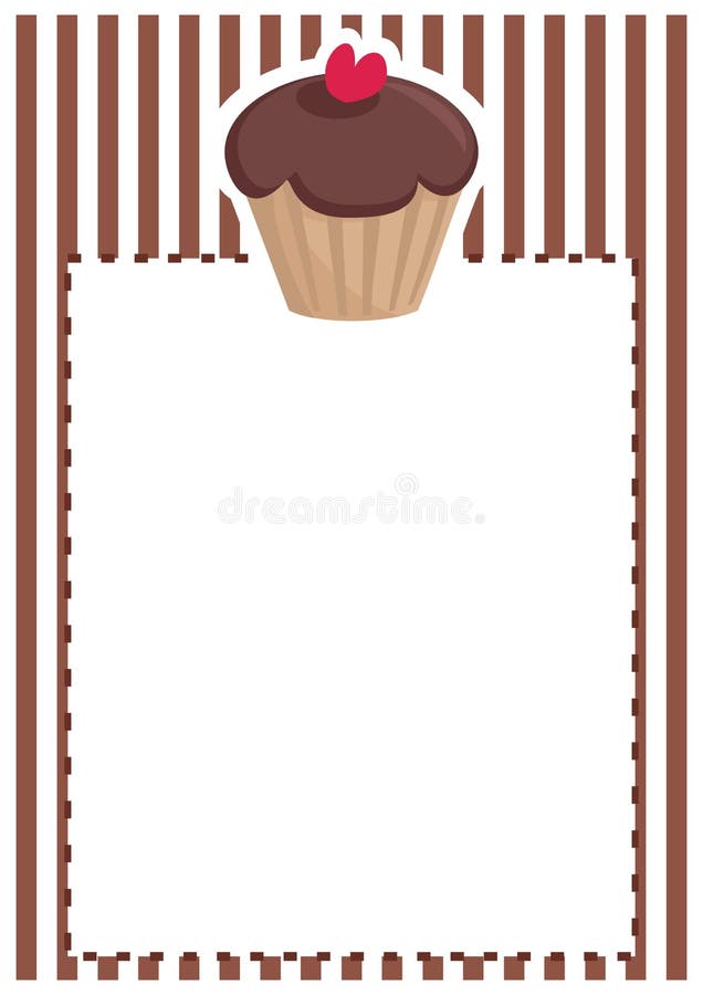 Vectorkaart of uitnodiging met chocolade cupcake royalty-vrije illustratie Vectorkaart of uitnodiging met chocolade cupcake royalty-vrije illustratie