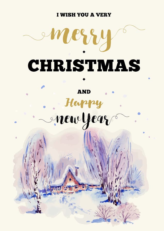 Vectorkaart van het Kerstmis begroet de verticale kader met de winterlandschap stock illustratie Vectorkaart van het Kerstmis begroet de verticale kader met de winterlandschap stock illustratie