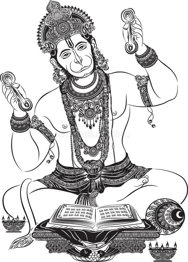 vectorkunst van Jai hanuman voor kaart stock illustratie vectorkunst van Jai hanuman voor kaart stock illustratie