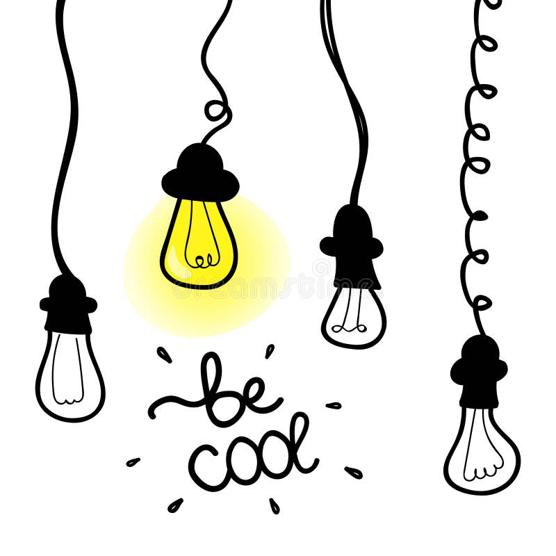 Vectorlightbulbpictogram met concept idee Krabbelhand getrokken teken royalty-vrije illustratie Vectorlightbulbpictogram met concept idee Krabbelhand getrokken teken royalty-vrije illustratie