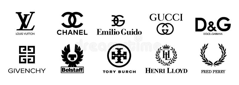 Vectorlogo Populaire Kleding : Gucci Dolce Gabbana Givenchy Louis Vuitton Fred Perry Chanel Tory Burch Redactionele - Illustration of beroemd: 222305617