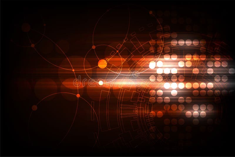 Vectormeetkunde in een technologieconcept op een donkeroranje achtergrond vector illustratie Vectormeetkunde in een technologieconcept op een donkeroranje achtergrond vector illustratie