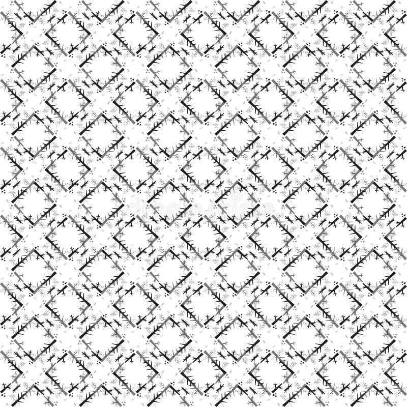 Vectormonochrom naadloos patroon met vierkant etnisch ornament op een witte achtergrond stock illustratie Vectormonochrom naadloos patroon met vierkant etnisch ornament op een witte achtergrond stock illustratie