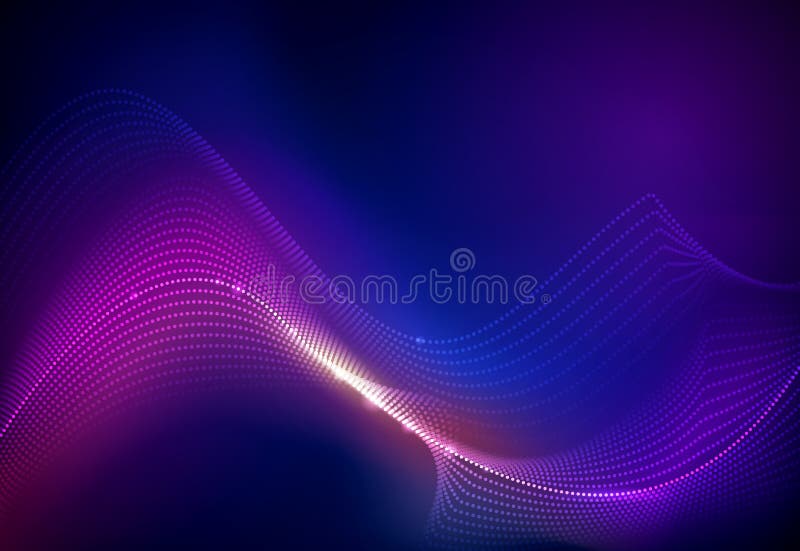 Illustration Abstract glowing, neon light effect, wave line, wavy pattern. Vector design communication techno on blue background. Futuristic digital technology for web or banner background. Illustration Abstract glowing, neon light effect, wave line, wavy pattern. Vector design communication techno on blue background. Futuristic digital technology for web or banner background