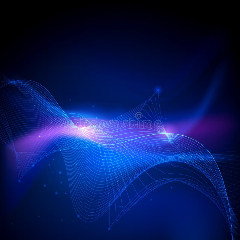 Illustration Abstract glowing, neon light effect, wave line, wavy pattern. Vector design communication techno on blue background. Futuristic digital technology for web or banner background. Illustration Abstract glowing, neon light effect, wave line, wavy pattern. Vector design communication techno on blue background. Futuristic digital technology for web or banner background