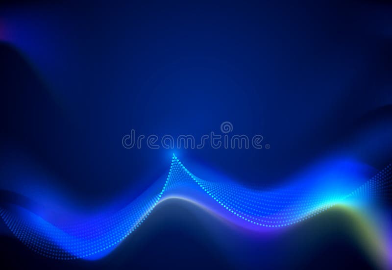 Illustration Abstract glowing, neon light effect, wave line, wavy pattern. Vector design communication techno on blue background. Futuristic digital technology for web or banner background. Illustration Abstract glowing, neon light effect, wave line, wavy pattern. Vector design communication techno on blue background. Futuristic digital technology for web or banner background