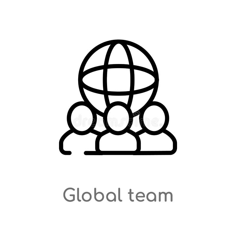 vectorpictogram van het overzichts het globale team de geïsoleerde zwarte eenvoudige illustratie van het lijnelement van algemeen royalty-vrije illustratie vectorpictogram van het overzichts het globale team de geïsoleerde zwarte eenvoudige illustratie van het lijnelement van algemeen royalty-vrije illustratie