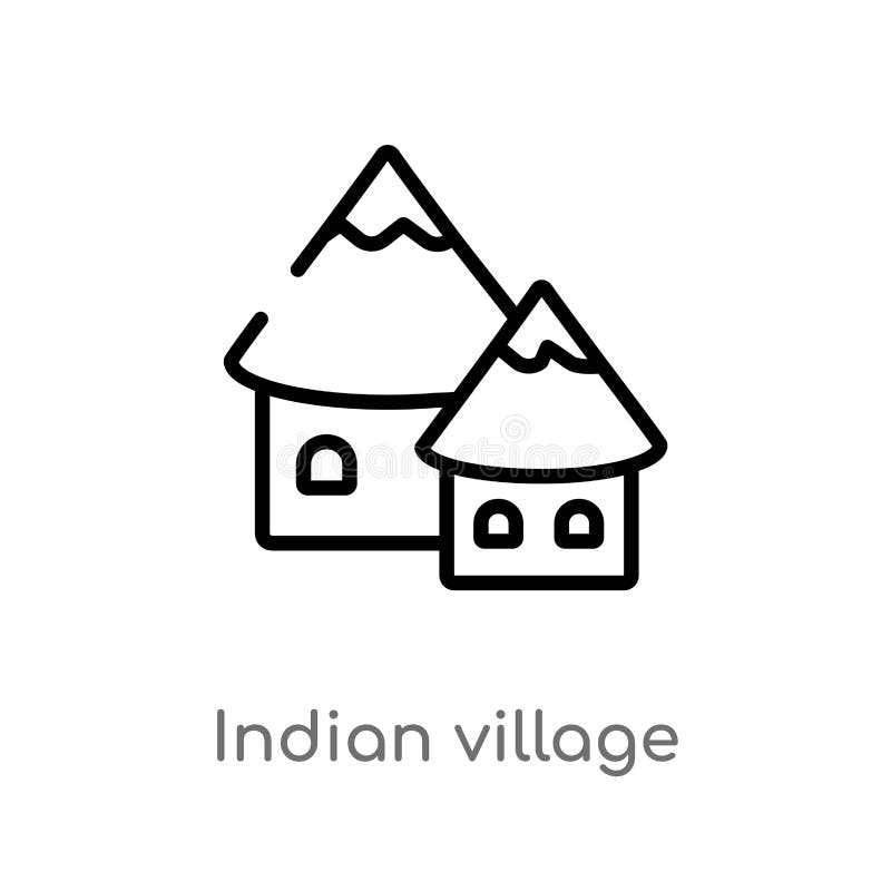vectorpictogram van het overzichts het Indische dorp de geïsoleerde zwarte eenvoudige illustratie van het lijnelement van cultuur stock illustratie vectorpictogram van het overzichts het Indische dorp de geïsoleerde zwarte eenvoudige illustratie van het lijnelement van cultuur stock illustratie