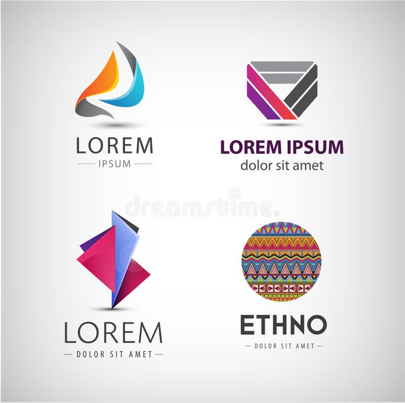 Vectorset van abstracte vormen, logo's, iconen geïsoleerd royalty-vrije illustratie