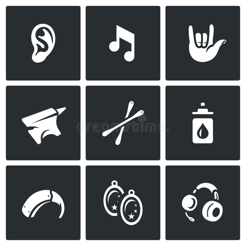 Vectorreeks Doofheidspictogrammen stock illustratie Vectorreeks Doofheidspictogrammen stock illustratie
