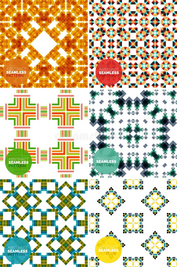 Vectorreeks kleurrijke naadloze geometrische patronen stock illustratie Vectorreeks kleurrijke naadloze geometrische patronen stock illustratie