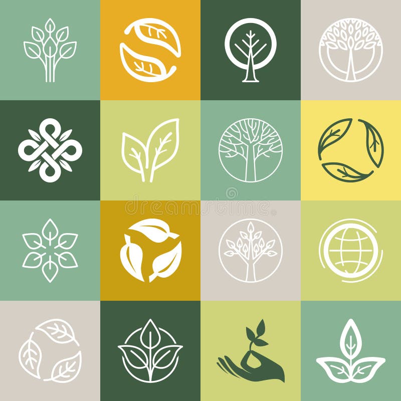 Vectorreeks of organische tekens stock illustratie Vectorreeks of organische tekens stock illustratie