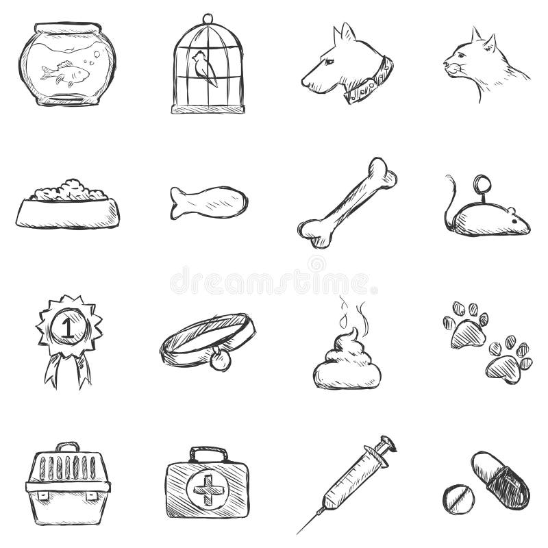 Vectorreeks Pictogrammen van Schetshuisdieren royalty-vrije illustratie Vectorreeks Pictogrammen van Schetshuisdieren royalty-vrije illustratie