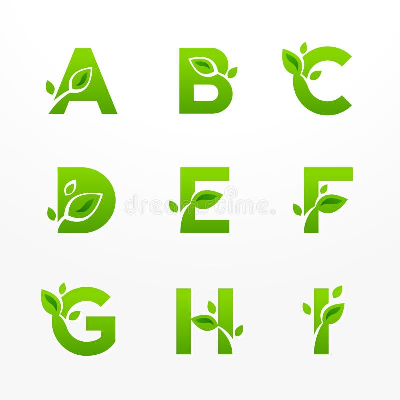 Vectorreeks van het groene embleem van ecobrieven met bladeren Ecologische fon