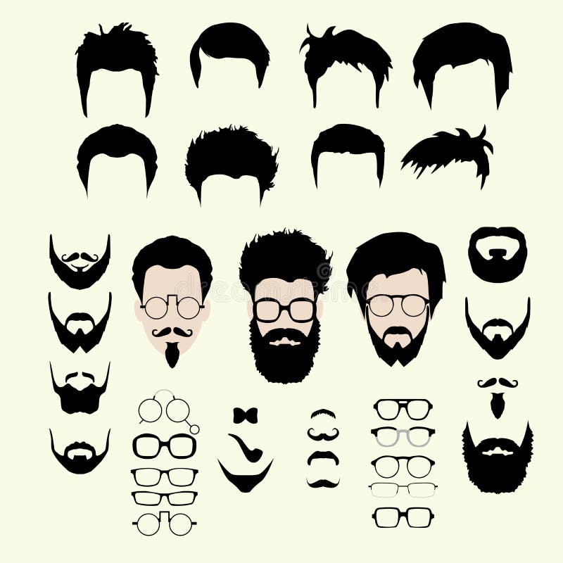 Vectorreeks van het kapsel van de hipsterstijl, glazen stock illustratie Vectorreeks van het kapsel van de hipsterstijl, glazen stock illustratie