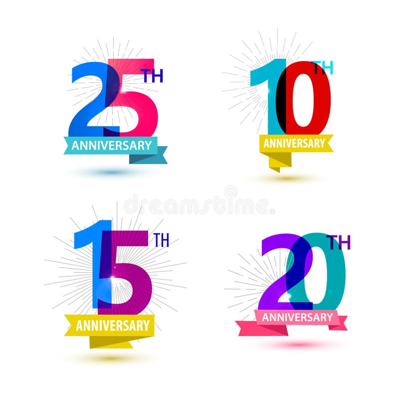Vectorreeks van het ontwerp van verjaardagsaantallen 25, 10 stock illustratie Vectorreeks van het ontwerp van verjaardagsaantallen 25, 10 stock illustratie