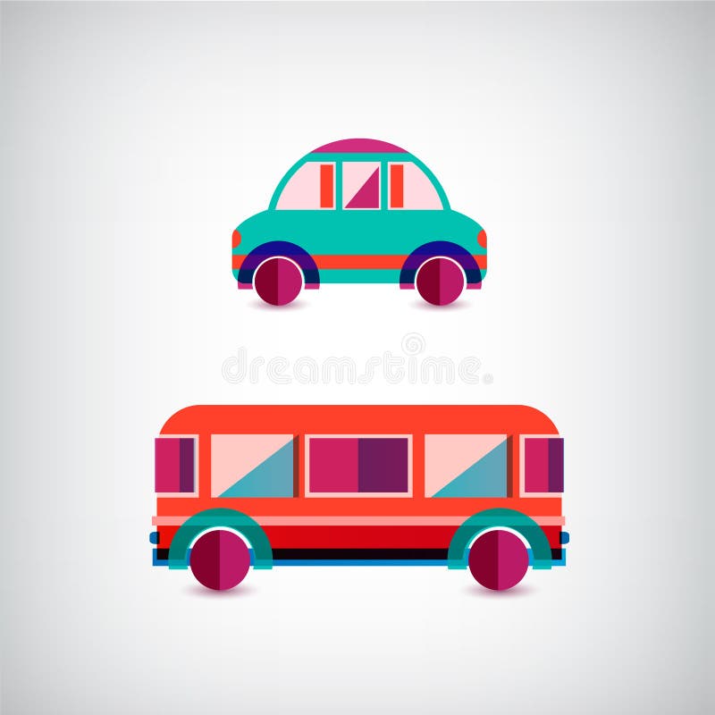 Vectorreeks van vervoer - auto en bus royalty-vrije illustratie Vectorreeks van vervoer - auto en bus royalty-vrije illustratie