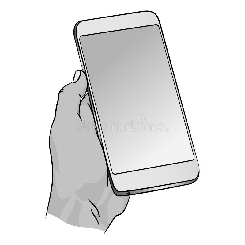 Vectortelefoon in menselijke hand Slimme volwassen smartphone met het lege donkere scherm royalty-vrije illustratie Vectortelefoon in menselijke hand Slimme volwassen smartphone met het lege donkere scherm royalty-vrije illustratie