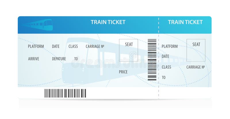 Vector Train ticket tamplate (layout) with train silhouette on background. Travel by Railway Transport. Enjoy your vacation. illustration on white background. Vector Train ticket tamplate (layout) with train silhouette on background. Travel by Railway Transport. Enjoy your vacation. illustration on white background